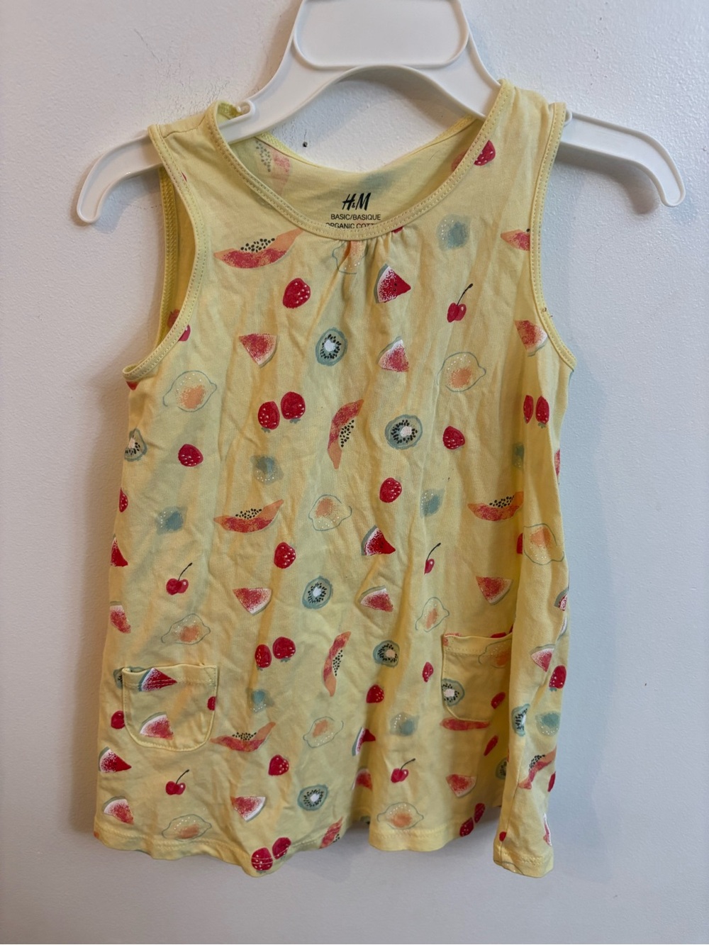 4/30$ H&M Yellow Fruit-Pattern Sleeveless Dress 12-18 months